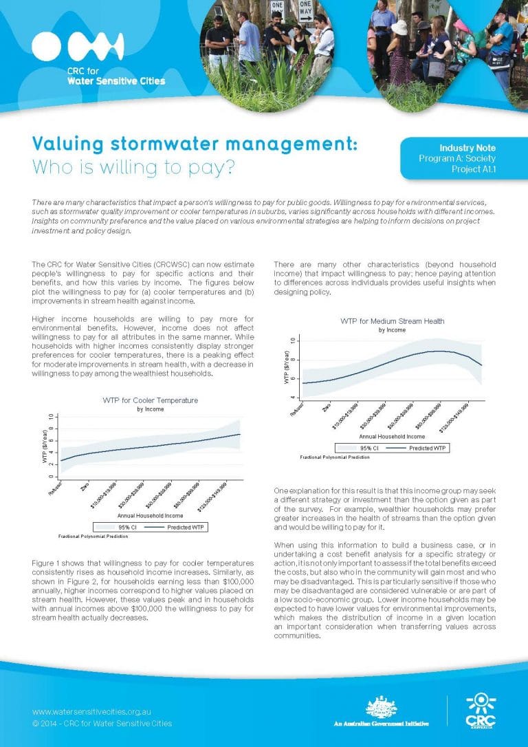 Valuing stormwater management: Who is willing to pay? - CRC for Water ...