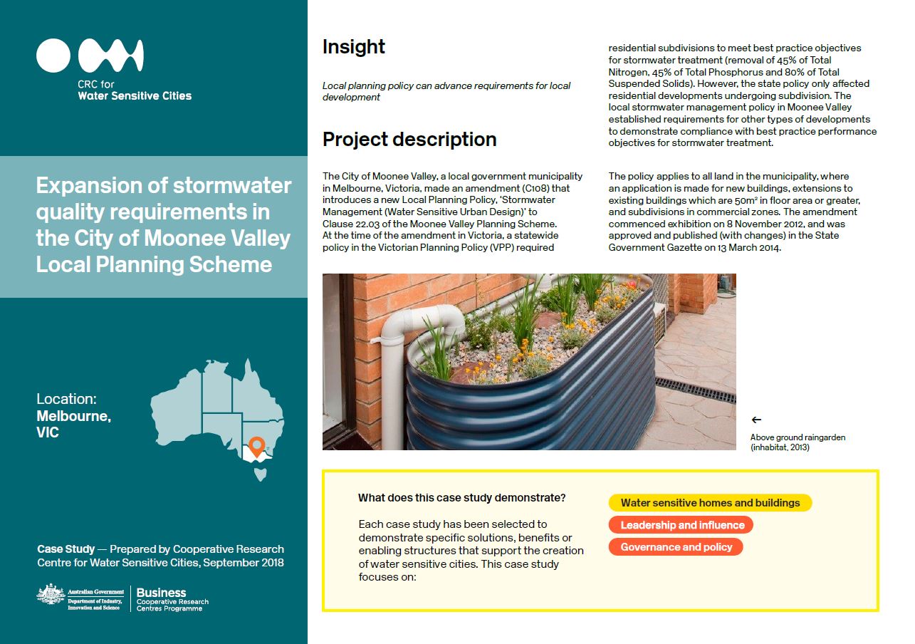Expansion of stormwater quality requirements in the City of Moonee
